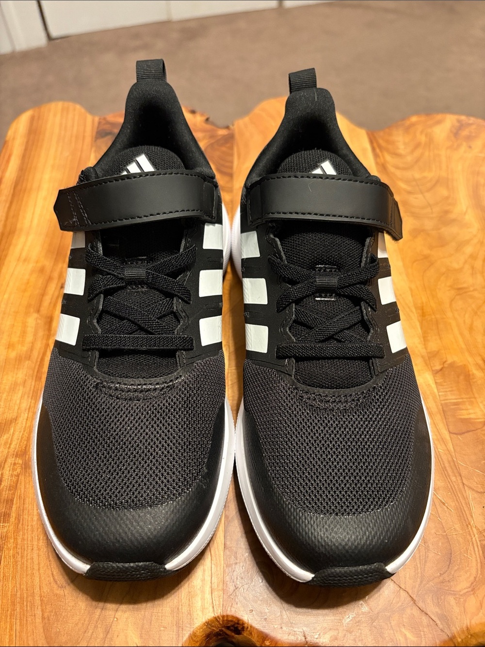 adidas Kids black/white size 3 FORTARUN 2.0 CLOUDFOAM ELASTIC LACE